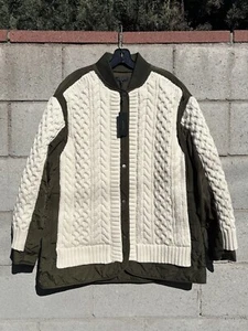 NWT $698 Rag & Bone Winnie Mix Media Jacket Ivory/Green Sz L - Picture 1 of 10