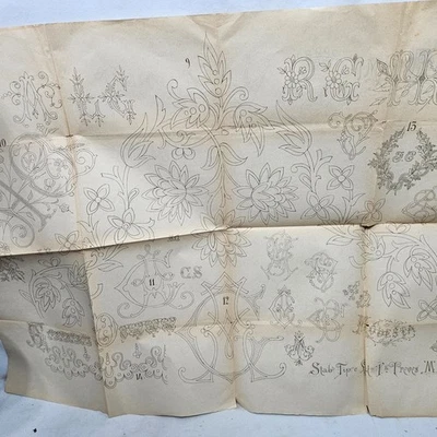 Antique Double Sided Embroidery Pattern From Milano Italy 24 x 34 1/2" - Image 1 of 4