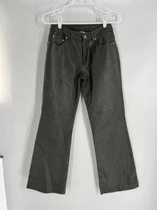 NEWPORT NEWS JEANOLOGY pantalone donna pelle verde taglia 4P foderato svasato - Foto 1 di 13