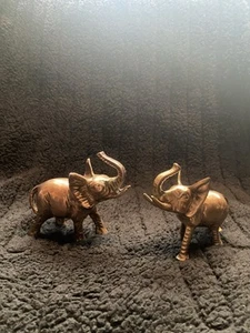 Vintage Brass Elephants -Trunks Up, Good Luck - Picture 1 of 6