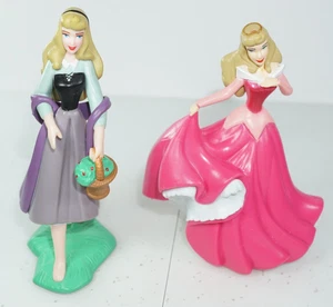 Disney Sleeping Beauty in Ball Gown and Forest Girl Dress PVC 10cm Cake Toppers - Picture 1 of 7