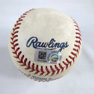 2021 Diamondback Pirates Game Used Baseball Matt Peacock Michael Chavis Single 7 - Image 1 of 4