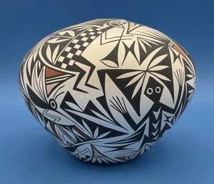 Incredible Brenda Cerno Acoma Pueblo Pottery Polychrome Seed Pot - Living Things - Picture 1 of 8