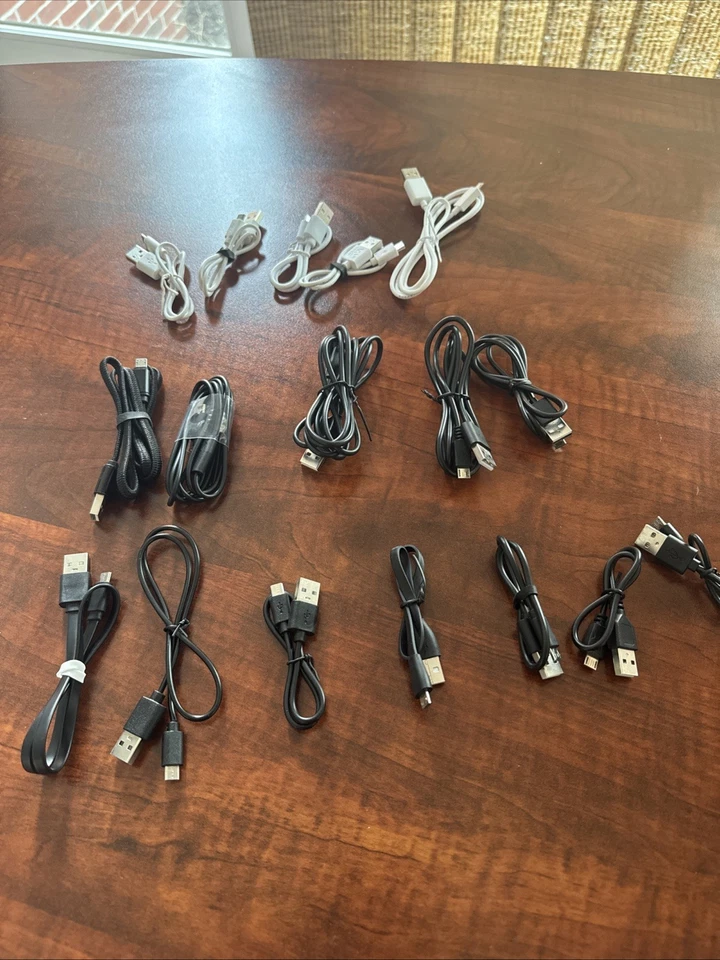 Micro USB Fast Charger Data Cable Cord (Lote of 17 Cords with Different Sizes) - Image 1 of 4