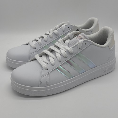 Adidas Grand Court 2 Low 'White Iridescent' (GY2326) bambino taglia 6 5 NUOVE
