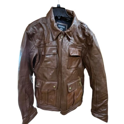 Chaqueta de Cuero Harley Davidson Para Hombre 2XL Portage Piel de Búfalo Marrón Motociclista Nueva Foto 1 de 4