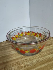 Vintage Anchor Hocking Polkadot Rührschüsseln Glas rot & gelb 2er Set - Bild 1 von 8