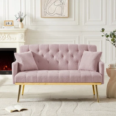PINK TEDDY FABRIC  2 SEATER SOFA - Image 1 of 4