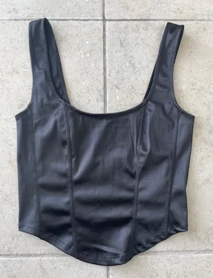 Top bustiê feminino H&M preto cetim espartilho pequeno esgotado novo com etiquetas - Imagem 1 de 4