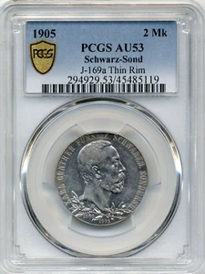 1905 2 Marks German States, Schwarz-Sond, Gunther Silver Jubilee - PCGS AU53 - Picture 1 of 2