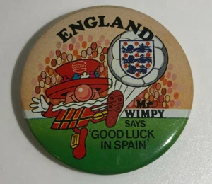 England Wimpy Says Good Luck in Spain Button 1982 - Bild 1 von 2