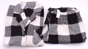 OLD NAVY Women Flannel Pajama PJ Set Buffalo Plaid Check M Medium NEW NWT Black - Picture 1 of 24