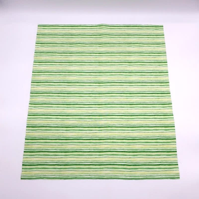 Green Yellow Stripe Fat Quarter Fabric Square 100% Cotton 18" x 21" Minimum Cut - Image 1 of 4