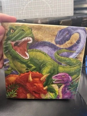 Dino Blast 3-Ply Lunch Napkins 16ct. Dinosaur Birthday Party Decoration New!!! - Image 1 of 2