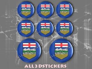 8 x Adesivi 3D TONDI Resina Cupola Bandiera Alberta - Adesivo Decalcomania Vinile - Foto 1 di 1