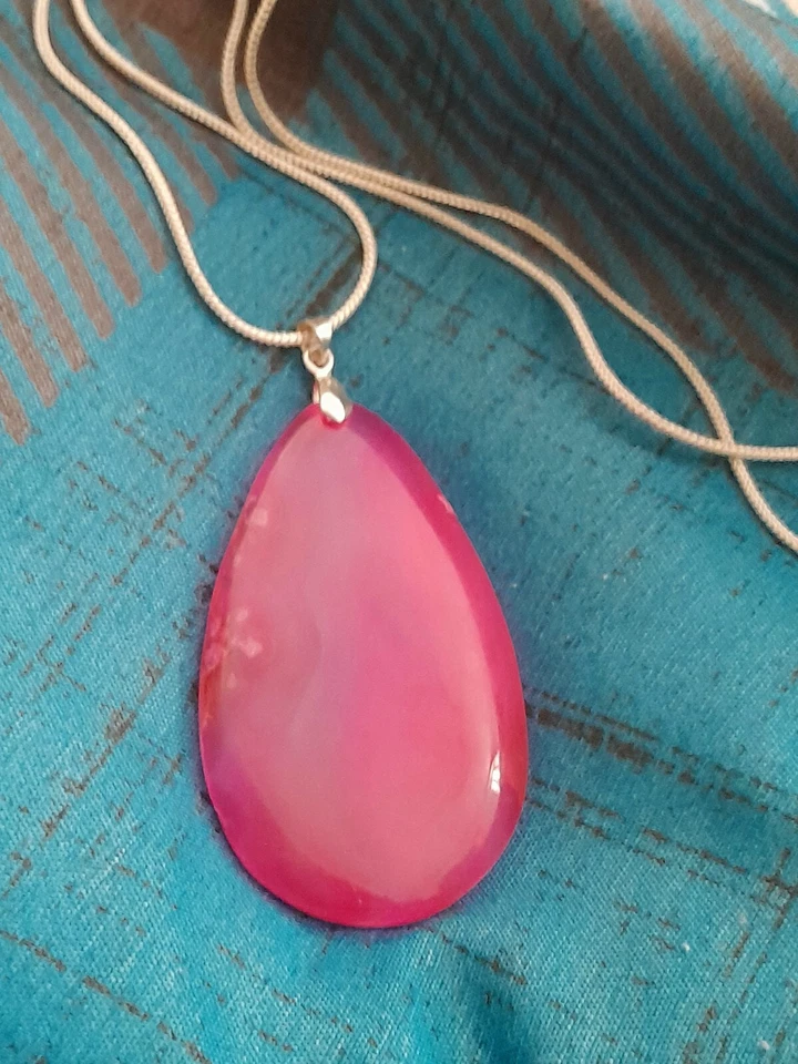 COLLANA GOCCIA AGATA SAKURA - CON FIORI DI CILIEGIO ALL'INTERNO - IN ARGENTO 925 - Immagine 1 di 4