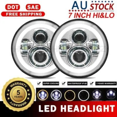 300W PAIR 7 inch LED Headlights ADR Approved For Jeep Wrangler JK 97-17 - image 1 of 4
