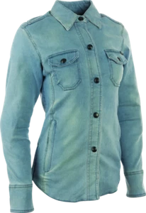Speed and Strength Speed Society Armored Moto Shirt Denim Blue Womens - Medium - Picture 1 of 4