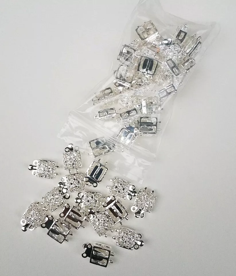 40 Silver Color Box Clasps For Necklace Or Bracelets - Image 1 of 3