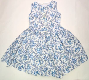 Anavini Hand Smocked Dress, Girls Sz 6X, Blue Flower Floral w Back Zip Closure - Picture 1 of 11