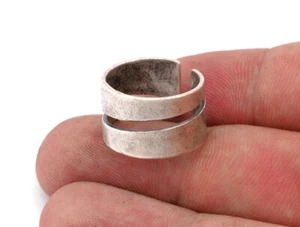 Line Minimalistischer Bandring Verstellbar Antik Versilbert Messing 6US Größe 4130 - Bild 1 von 2