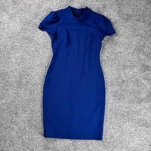 Vestido vaquero Badgley Mischka para mujer talla 10 azul real manga corta hasta la rodilla - Imagen 1 de 10