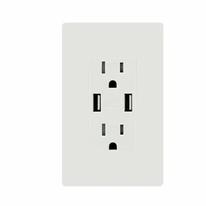 Receptáculo dúplex de carga rápida con salida USB 4,8A 15A resistente a la manipulación UL listado - Imagen 1 de 6