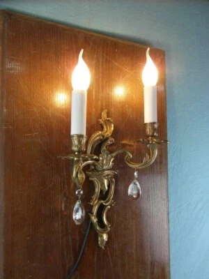 Wandlampe Antik Messing B.J&Son Wandleuchte Louis Philippe Doppelt Prismen o5d1 - Bild 1 von 4