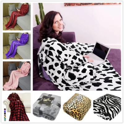 Sherpa Fleece Wearable Blanket with Sleeves and Pocket Warm for Women and Men - Image 1 of 4