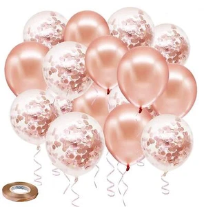 Rose Gold Confetti Latex Balloons 50 pack 12 inch Birthday Balloons with 33 F... - Picture 1 of 6
