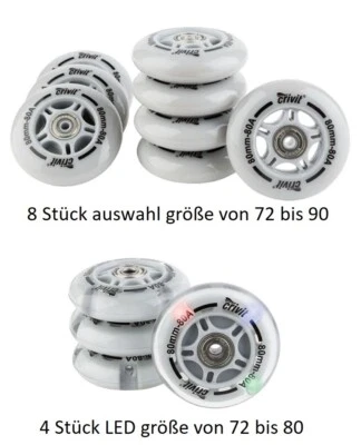 CRIVIT Inliner Rollen 8 Ersatzrollen Kugellager Inlineskates Set Wheels ABEC7 72-90mm
