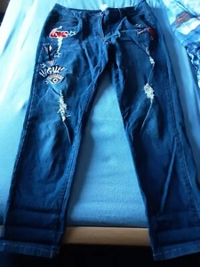 Alba Moda Jeans mit Applikationen, Strass, Stickereien Größe 42 wie Neu - Bild 1 von 5
