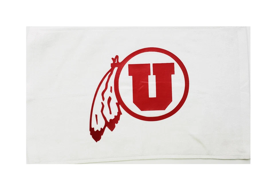 Utah Utes White Rally Towel Red Vinyl Logo 11" x 18" 100% Cotton - Image 1 of 1
