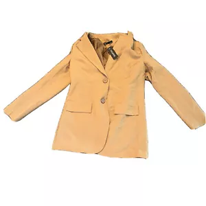 Boohoo Damen taillierter maßgeschneiderter Blazer Größe 4 US Karmel neu mit Etikett - Bild 1 von 2