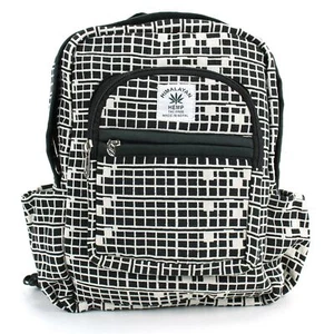 Himalaya Hanf Rucksack Rucksack Tasche für Schule Arbeit Camping schwarzes Gitter - Bild 1 von 1