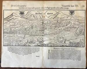 LANDAU GERMANY 1568 MÜNSTER UNUSUAL ANTIQUE WOODCUT CITY VIEW FRENCH EDITION