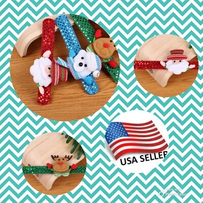 3 LED Light Christmas Santa Claus Snowman Reindeer Slap Bracelets Christmas Gift - Image 1 of 4