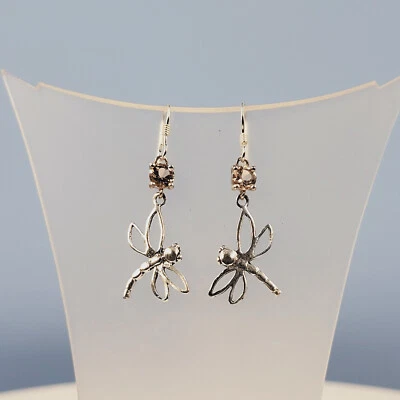 Pendientes Morganita Libélula, Diseño Libélula, Morganita Rosa Natural Foto 1 de 4