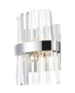 CRYSTAL WALL SCONCE MODERN CHROME LIVING DINING ROOM BEDROOM BATHROOM 2 LIGHT 8" - Picture 1 of 7