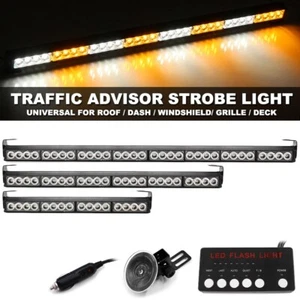 35" LED Strobe Light Bar Traffic Advisor Emergency Hazard Warning Amber White - Picture 1 of 26