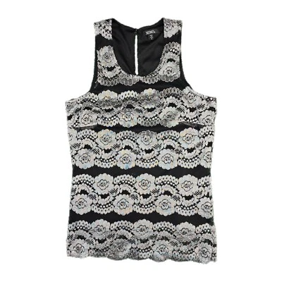 XOXO 小号花卉上衣黑色鸡尾酒会无袖衬衫 — 第 1/4 张图片