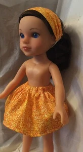 DOLL CLOTHES FIT 14" WELLIE WISHES & SIMILAR SZ DOLLS 2 PC SKIRT & HEADBAND - Picture 1 of 4