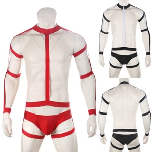 1Set Herren Brustgeschirr Slip Jumpsuit Bondage Kostüm Elastic Sexy Unterwäsche - Picture 1 of 18
