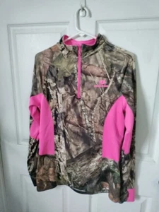Mossy Oak Women's 1/4 Zip Pullover Hunting Shirt Camouflage Pink M. Long Sleeve - Picture 1 of 5