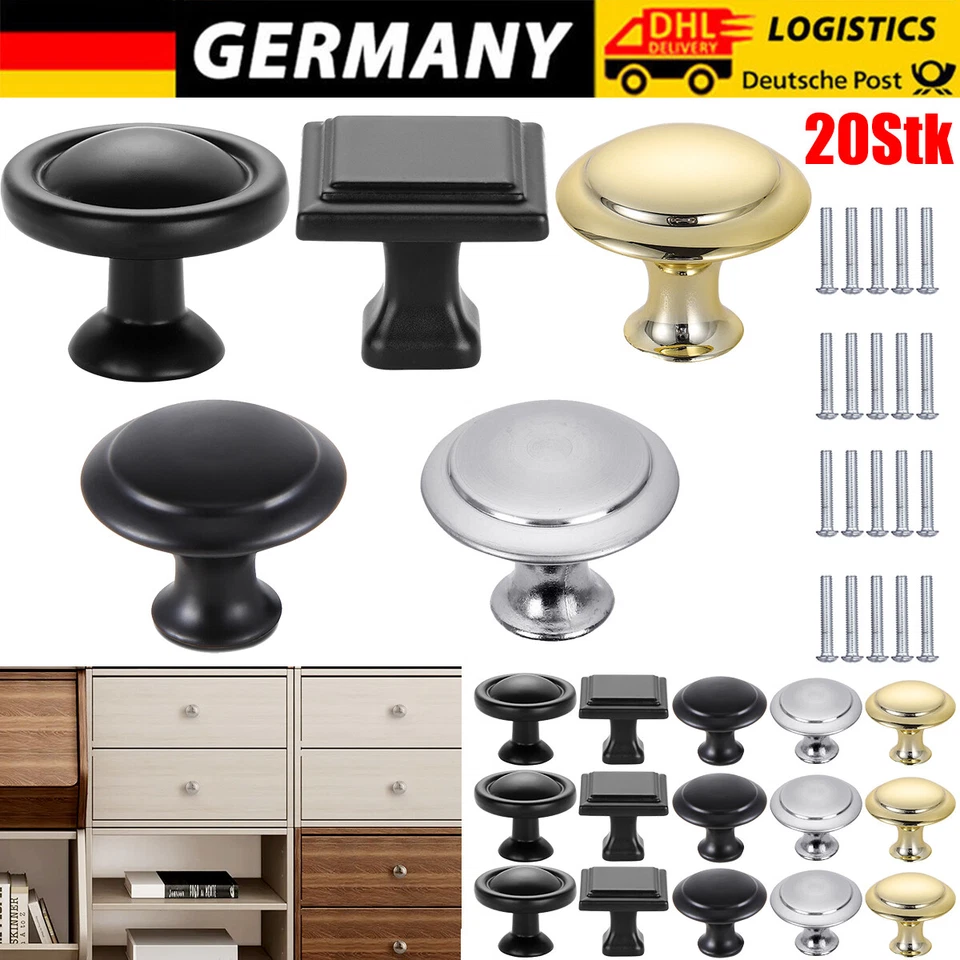 20x Möbelknopf Möbelknauf Edelstahl Möbelknöpfe Möbelgriffe Schublade Tür Knauf - Bild 1 von 4