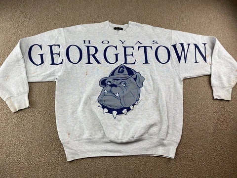Georgetown Hoyas Sweatshirt Crewneck Pullover Gray University Basketball hat VTG Cover