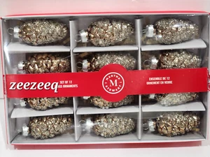 Christmas Martha Stewart  Gold Mini Beaded Glass PineconesTree Ornaments set 12 - Picture 1 of 2