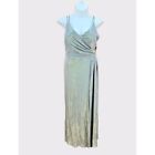 Morgan and Co Womens 22W Dress Metallic Silver Gold Long Gown Zip Back NWT