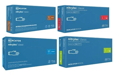 Mercator Nitrylex Blue Nitrile Examination pf Disposable Gloves, Box of 100