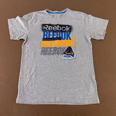 Reebok Boys Size 18 XXL Heather Gray Short Sleeve Crew Neck Logo Graphic Tee New - Image 1 of 3